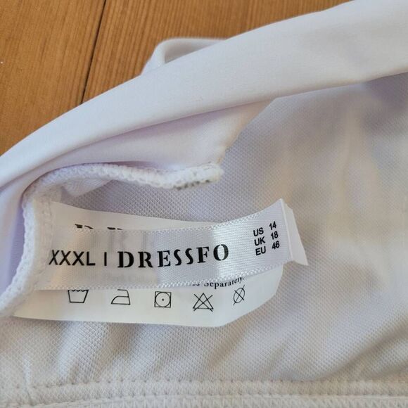 NWT Dressfo 3XL white halter neck swim top bikini open back summer minimalist - Picture 7 of 10